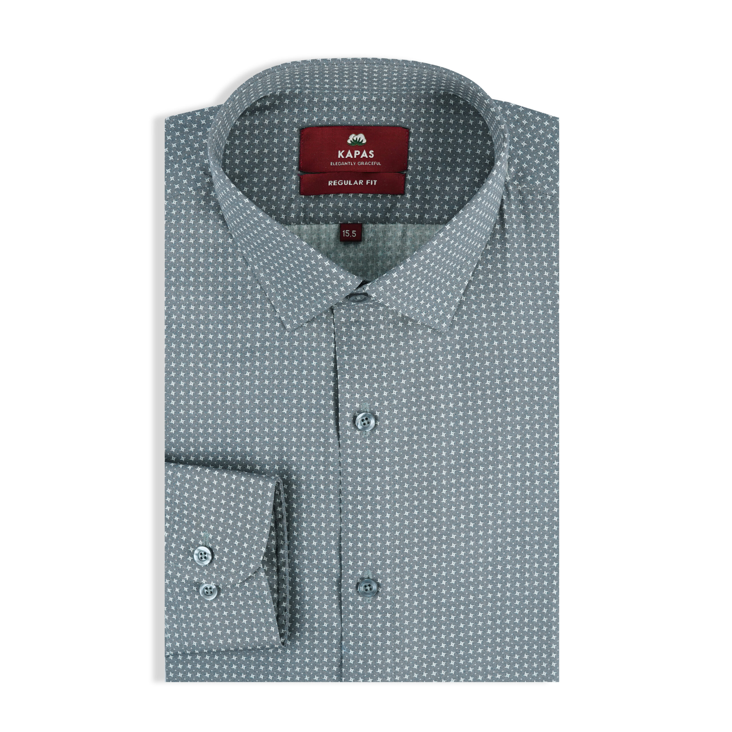 07 Grey Print Dress Shirt